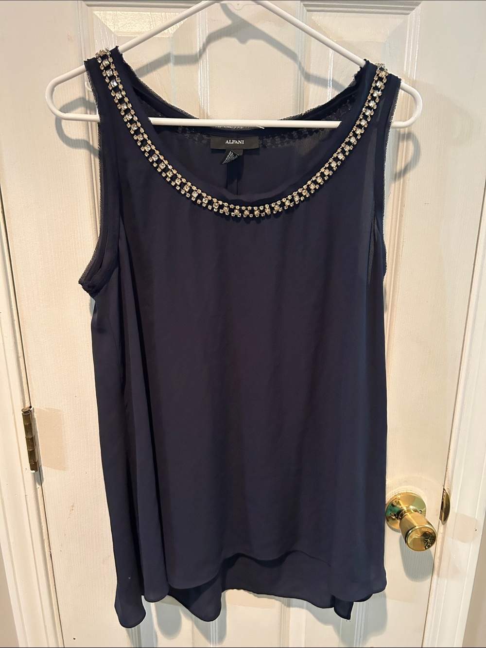 Alfani Navy Beaded-Trim Sleeveless Camisole